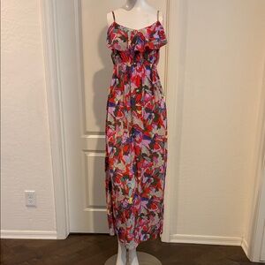 Soprano Red and Purple Floral Maxi Dress